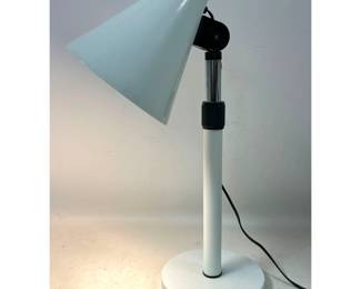 Lot 713 MidCentury Modern Telescopic Metal Desk Lamp with Adjustable Conical Shade in White Enamel. Italian