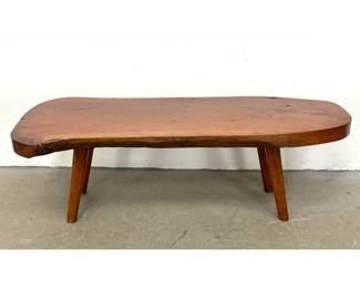 Lot 1032 MidCentury Modern Studio Craft solid wood live edge coffee table with splayed tapered legs