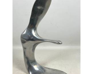 Lot 714 HOSELTON Aluminum Modernist Goose Sculpture. Graceful Abstract Minimalist Form. Artist Signed and nu