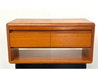 Lot 730 Vintage Danish Modern Teak Nordisk AndelsEksport 2 Drawer Nightstand. Made to mount on the headboar