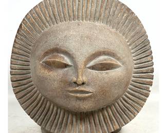 Lot 893 Austin Productions Inc Sun God Brutalist Cast Plaster Sculpture. Sun Face with Rays. Marked.