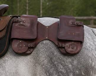 Oxblood leather horse saddlebags
