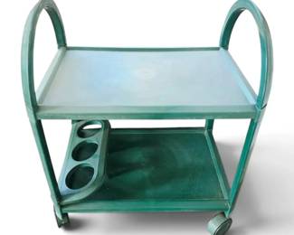 Green Plastic Rolling Outdoor Bar Cart