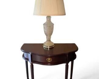 Federal Style Wood End Table W Glass Base Lamp