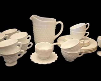 Westmoreland Milk Glass Mayonaise Set, Milk Glass Plates, Cups  More