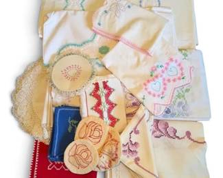 Embroidered Linen Table Clothes, Napkins,  More