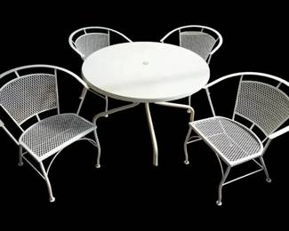 4 Vintage Outdoor Metal Chairs  Outdoor Table