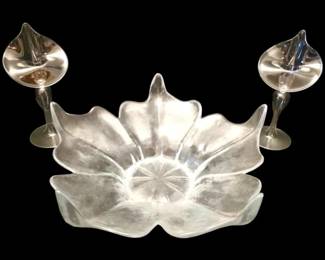 Viking Clear Glass Lotus Centerpiece Bowl  Jack in the Pulpit Vases