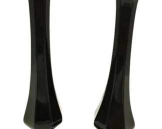 Fenton Black Glass Swung Bud Vases