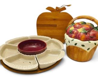 Apple Themed Kitchen Decor  Cutting Board, Cookie Jar  Lazy Susan
