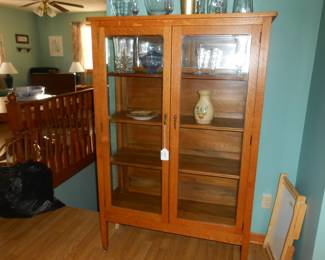Glass Cabinet w/wood shelves
