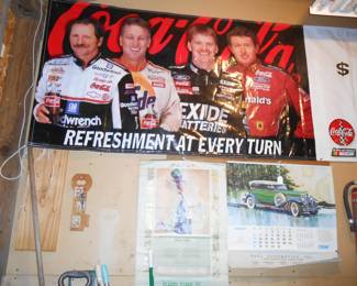 1913 Sweet Sue Calendar, 1974 Automotive Calandar, Large Coke Racing Banner