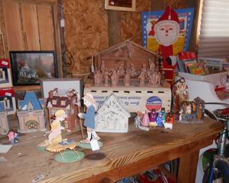 Christmas Dept 56, Disney Village, Precious Moments Miniature Nativity, & several Viage pieces