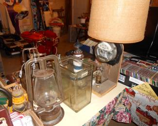 Lantern, Willard Battery 1920 Jar, Kerosene Fuel Jar, Meter Table Lamp