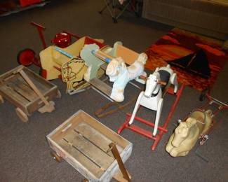 Rocking horses, Wood Vintage Toy Wagons