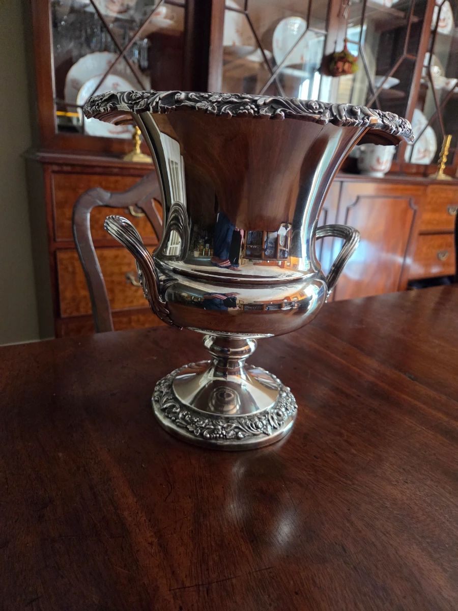 Silver plated wine cooler by International Silver Co. 