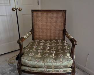 Cane Back Arm Chair with custom fitted cushion.