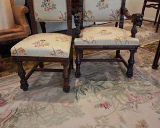 Set of Oak American Renaissance Revival Period dining chairs 2 arm,  6 side. Possibly Berkey & Gay .