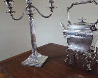 Single Silverplate Candelabra marked  Silver