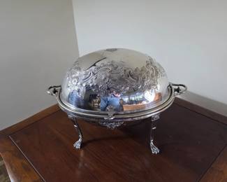 Silver Plated revolving dome breakfast buffet server. Circa 1900.