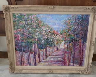 Decorative giclée framed "garden walk"