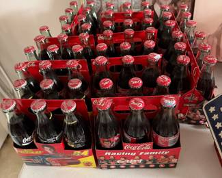 6 packs of glass NASCAR  coke collectibles 