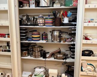 Kitchen; small appliances, pots and pans, Jars, etc.