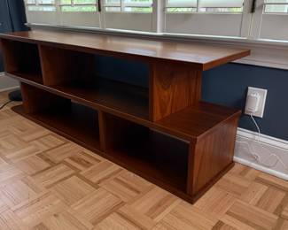 F21 - $125. World Market Book Shelf. Measures 5' long x 14" x 21" tall. Very good condition - a couple very minor scratches. Solid & Heavy!
