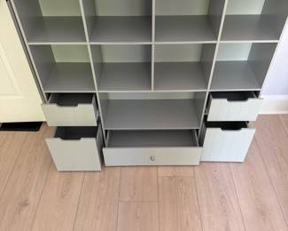 F22 - $100. Organizer with removable rolling drawers. Excellent Condition. Measures 48" x 12" x 46.5" tall. Sturdy. Has been used in a kids room for toys/storage. 