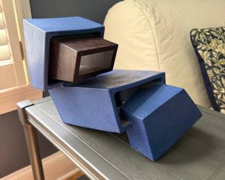 F20 - $95. Pottery & Wood Sculpture signed "Augstell" - Robert Augstell. Measures 11" x 12" x 10" tall. 