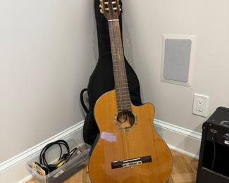 F100 - $150. Dean Acoustic Guitar Model CCE. Needs restrung. Includes case & stand. 