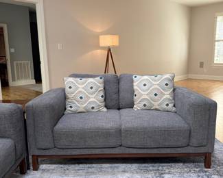 F6 - $200. Mingbo Smart Home Technology LOVESEAT. Gently used and in excellent condition! Measures 67" long x 34" x 26" tall on arms 32" tall to the top of the cushions. 