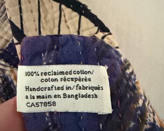 F16 - $50. Basha Throw Blanket. Handmade in Bangladesh from reclaimed Sari Cloth. 