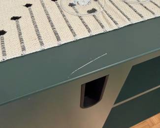 F76 - $100. Tenzo Uno Cabinet. Used in this home in the kitchen but versatile piece! Measures 58" x 15.5" x 35" tall. A few very minor scratches in the finish on the top but overall very good condition!