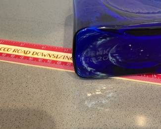 F75 - $60. Blenko 2020 Mini Water Bottle in Cobalt Blue. 