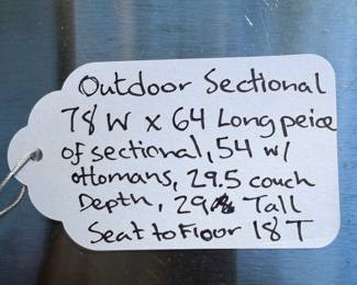 F62 - $175. 7 Piece Plastic Rattan Couch, Chairs, ottomans & side table. No issues noted. Stored on a covered back porch.  