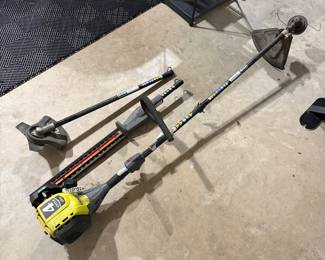 F57 - $180. Ryobi 4 Cycle S430 Expand-It 3 Pc Set. Hedge trimmer, edger, string trimmer. 