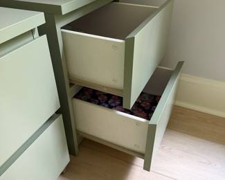 F30 - $75 Pair of Nightstands. Measures 16" x 19" x 21.5" tall. Excellent condition. All drawers slide easily. 