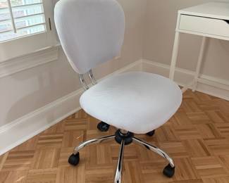 F3 - $40. White Rolling Office Chair. Seat is adjustable 16" -19" tall. 