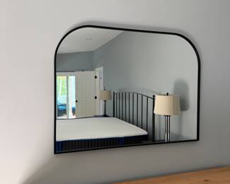 F38 - $40. Wall Mirror from Origin 2l - Black Metal Frame. Measures 40" x 30" 