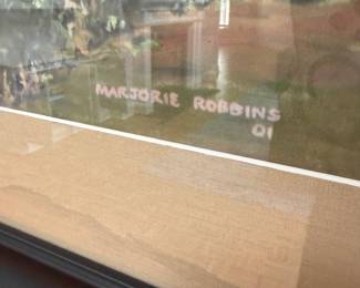 F13 - $75. "Cows & Horses at Great Pond" print by Marjorie Robbins.  Measures 51" x 39" framed. Please make sure this will fit in your vehicle!