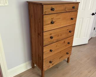 F29 - $75. IKEA 5 drawer dresser. Measures 31" x 15.25" x 49.5" tall. All 5 drawers slide easily. Excellent Condition!