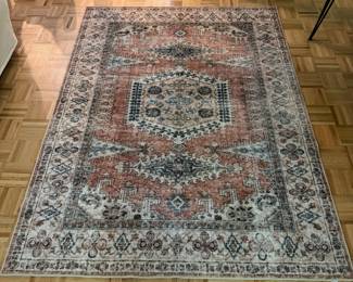 F96 - $30. Valenrug. Measures 5' x 7'. Washable non slip rug. 
