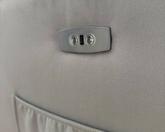 F26 - $200. Evolour Harlow Power Recliner. Measures 30" wide x 36" deep x 37.5" at the tallest point. Has USB port on the side with power buttons. Nice microfiber fabric - clean and in excellent condition. 