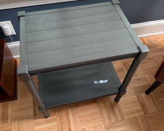 F19 - $25. Small Wooden Side Table. Measures 16" x 22" x 23" tall. Very sturdy.  