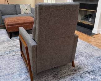 F9 - $175. Back Creek Capital Push Back Recliner with MCM style frame. Excellent Condition. Measures 30" wide x 33" deep x 40" tall. 