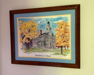F28 - $30. Middlebury College framed print. Measures 31.5" x 25.5".