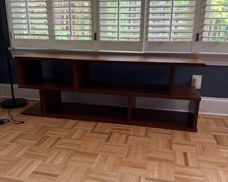 F21 - $125. World Market Book Shelf. Measures 5' long x 14" x 21" tall. Very good condition - a couple very minor scratches. Solid & Heavy!