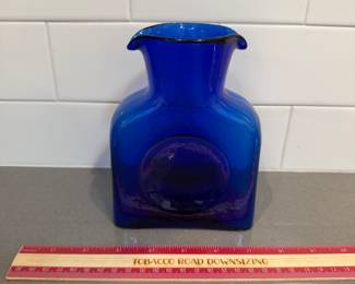 F75 - $60. Blenko 2020 Mini Water Bottle in Cobalt Blue. 