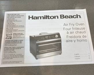 F64 - $75. Hamilton Beach Air Fryer Oven. Model #31220. Very good condition - has been used and needs a little wipe down. 